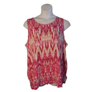 Chico's 4 (XXL) Pink Beige Patterned Knit Tank Top Shirt